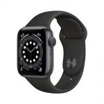 اپل واچ سری 6 آلومینیوم خاکستری با بند اسپرت سیلیکون مشکی 40MM