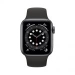 اپل واچ سری 6 آلومینیوم خاکستری با بند اسپرت سیلیکون مشکی 40MM