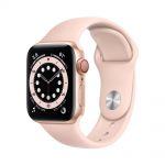 اپل واچ سری 6 آلومینیوم سلولار طلایی با بند اسپرت سیلیکون صورتی 44mm
