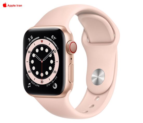 اپل واچ سری 6 آلومینیوم سلولار طلایی با بند اسپرت سیلیکون صورتی 40MM