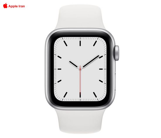 اپل واچ SE آلومینیوم نقره ای با بند اسپرت سیلیکون سفید 44mm