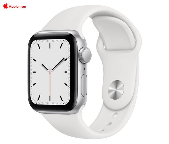 اپل واچ SE آلومینیوم نقره ای با بند اسپرت سیلیکون سفید 40MM